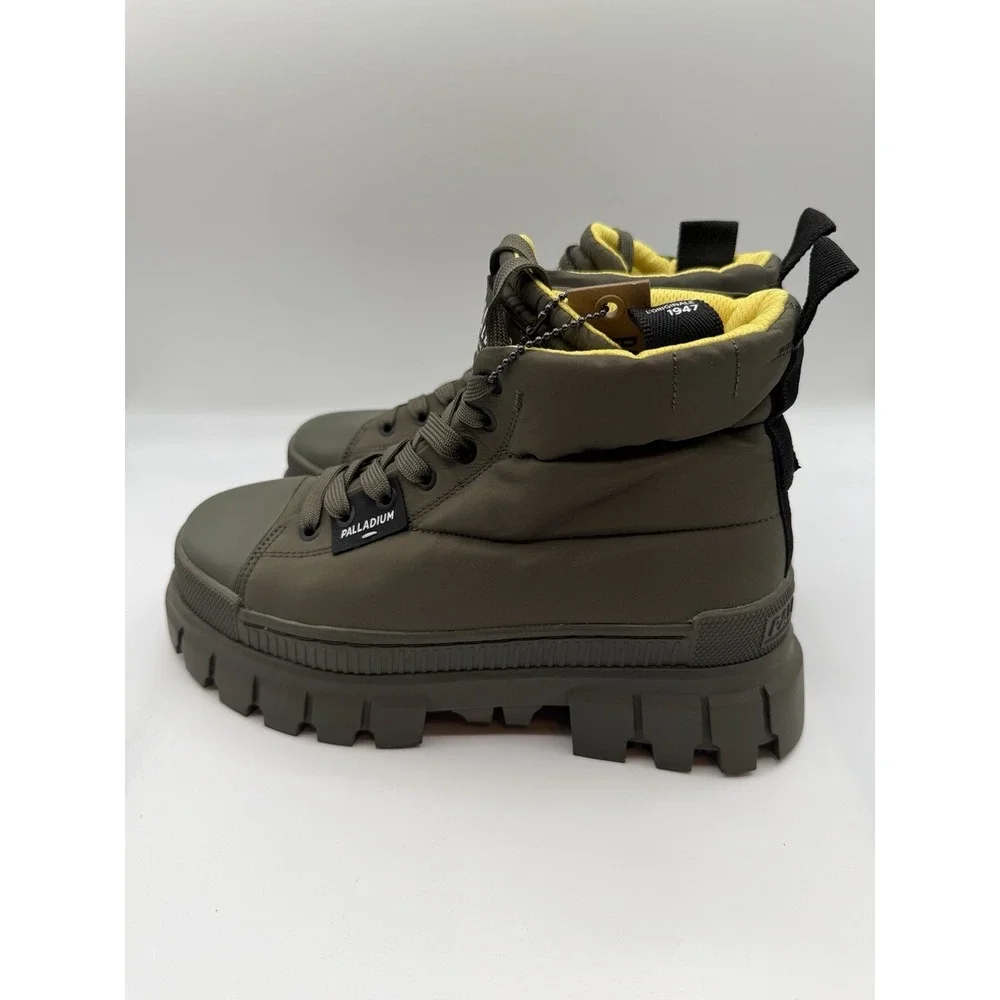 Palladium Revolt Overcush Olive Night Green Boots,Women's 8, EU39.5,Quilted,NWOB
